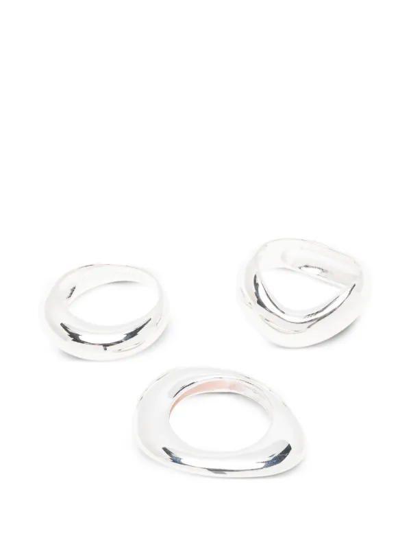 Completedworks Post Capital Ring (set of Three) in Silver
