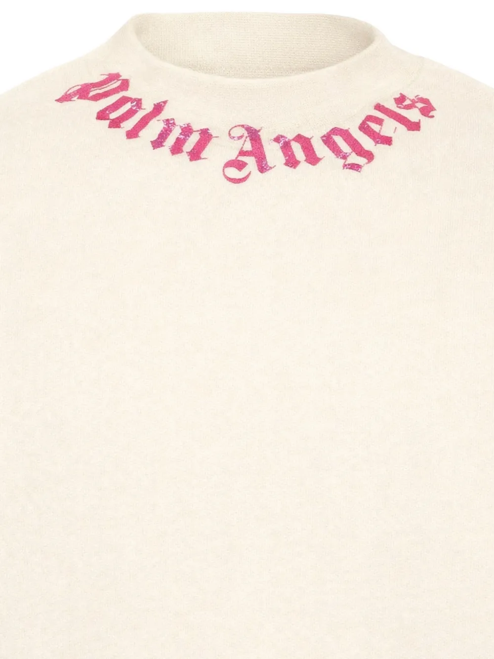  Palm Angels Kids Neck Logo Cotton Sweatshirt - Neutrals 