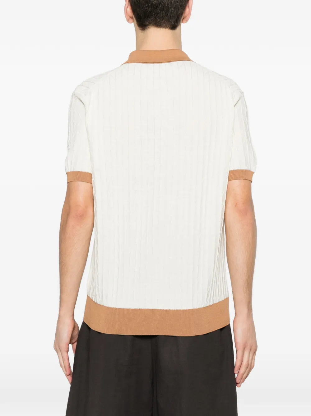 Canali T-shirt met contrasterende afwerking Beige