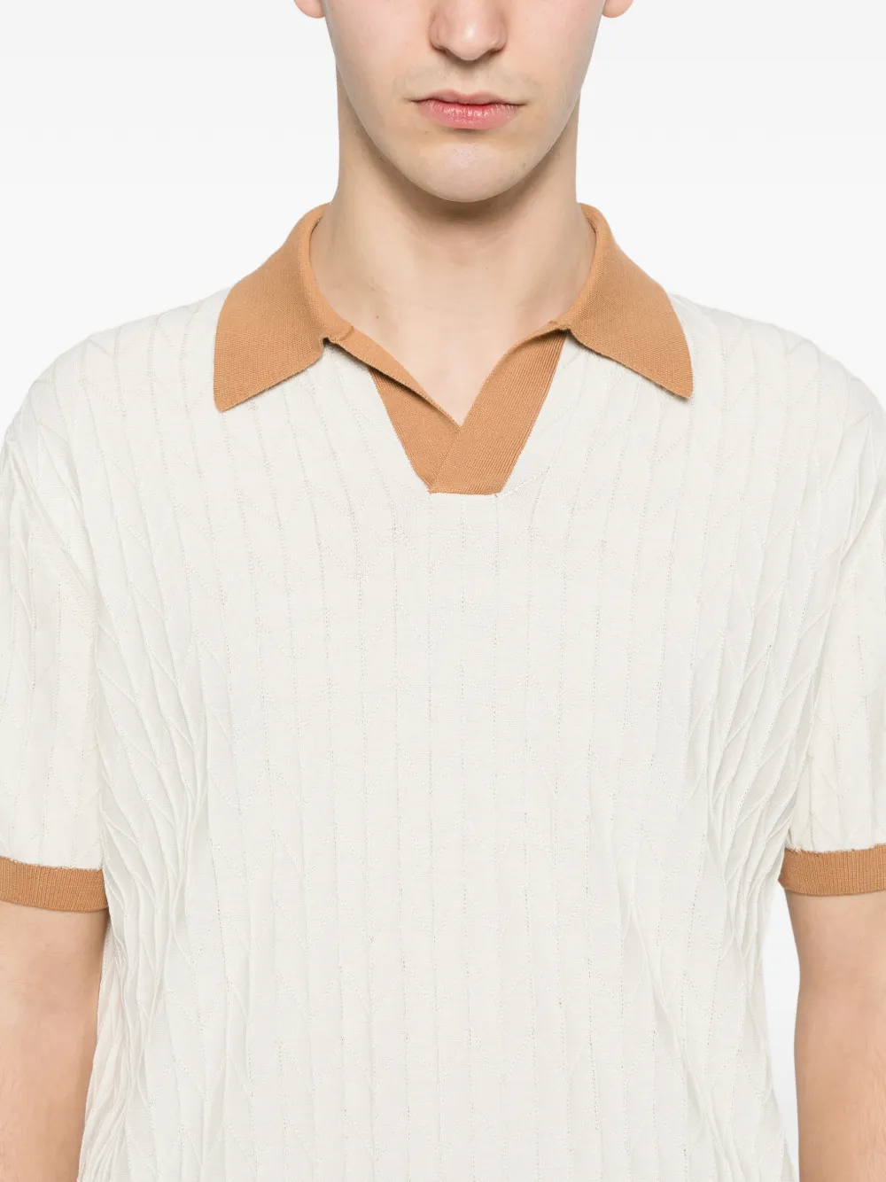 Canali T-shirt met contrasterende afwerking Beige