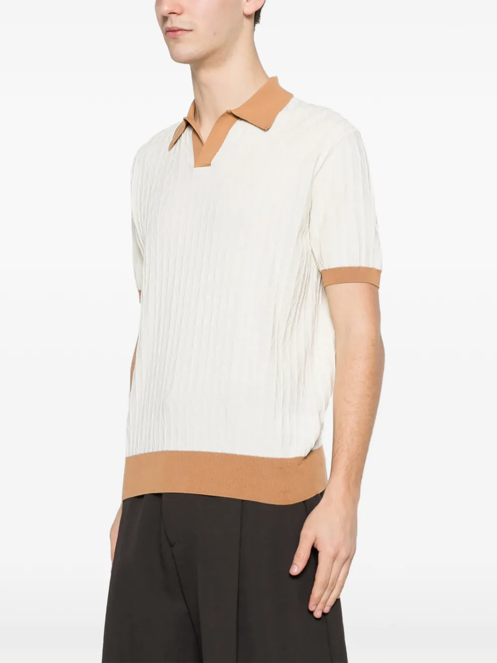 Canali T-shirt met contrasterende afwerking Beige