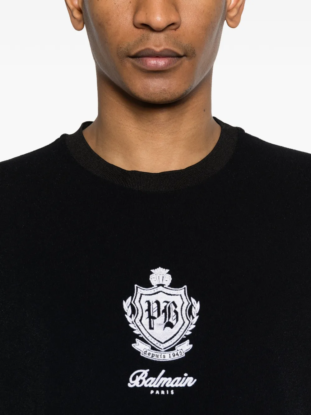 Balmain T-shirt met geborduurd logo Zwart