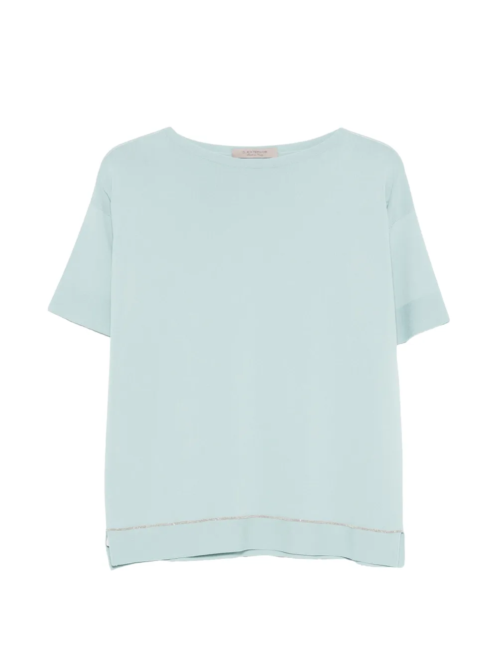 D.Exterior embellished short-sleeve top - Blu