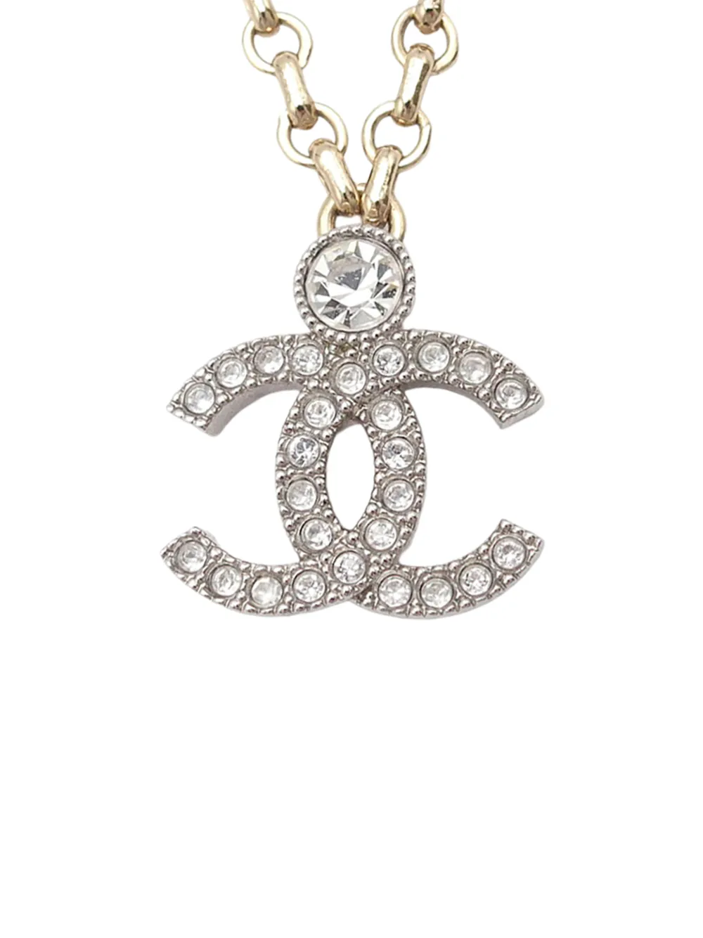 CHANEL Pre-Owned 2025 CC Gold Plated Rhinestone Pendant Necklace costume necklace - Oro