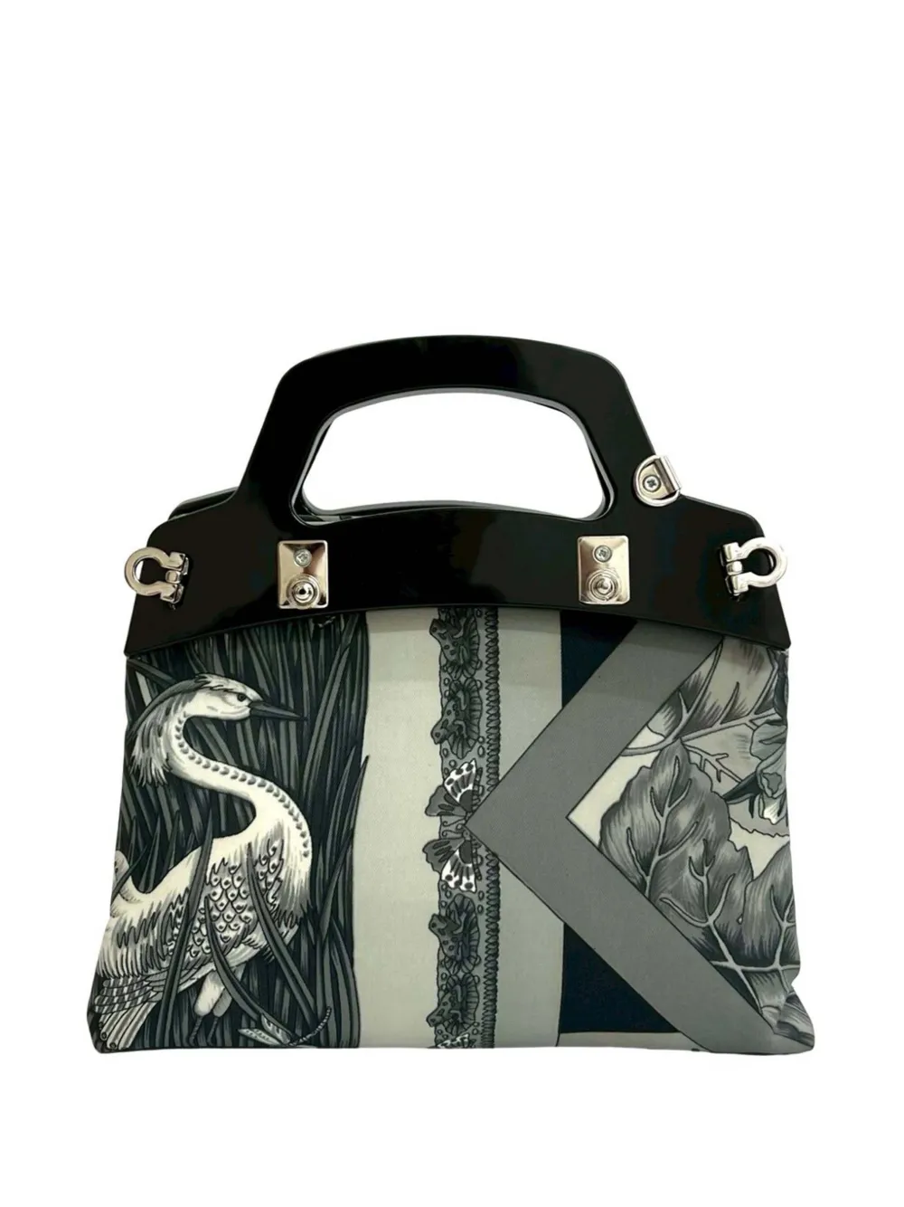 Ferragamo Pre-Owned 2010-2026 Printed Canvas Acrylic Top Handle Bag satchel - Nero