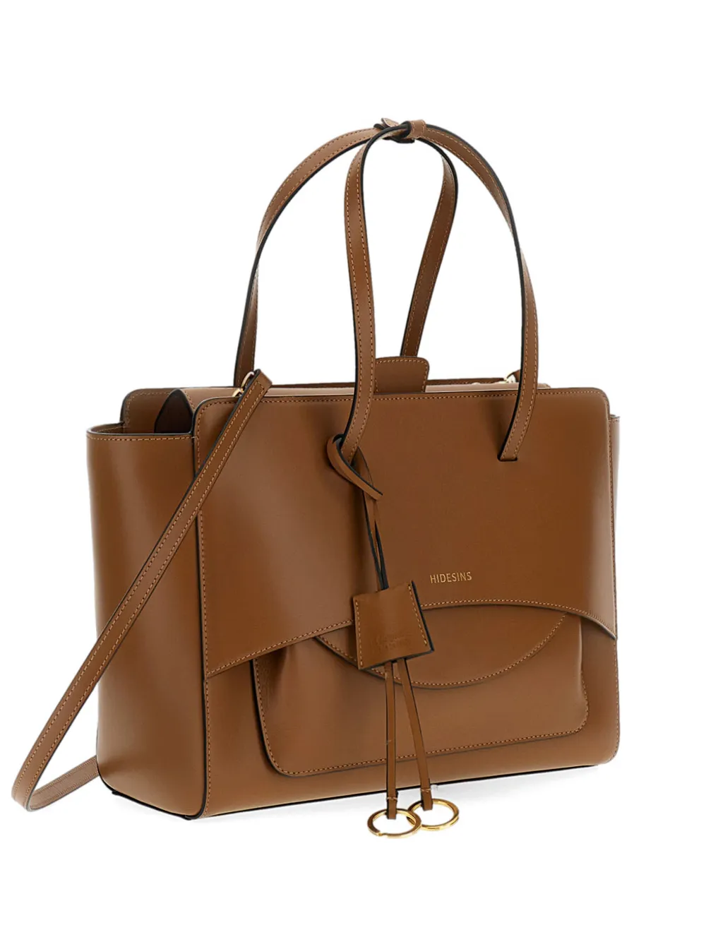 HIDESINS flap leather tote bag - Marrone