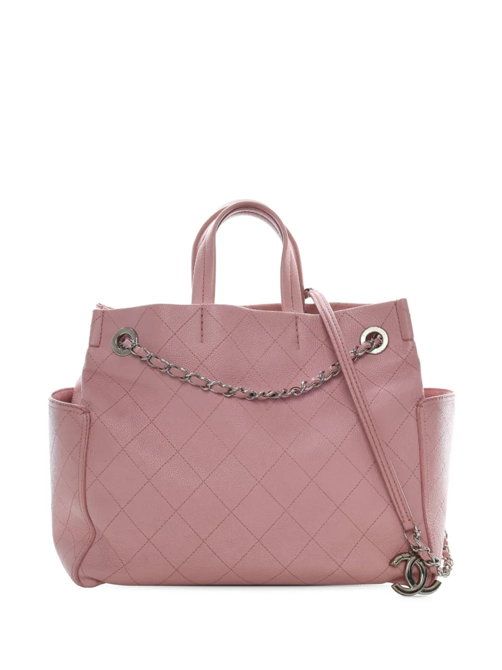 CHANEL Pre-Owned 2014 Small Quilted Caviar CC Pocket Tote satchel - Rosa