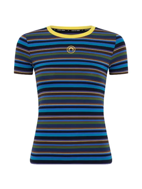 Marine Serre Deadstock moon-logo striped cotton T-shirt