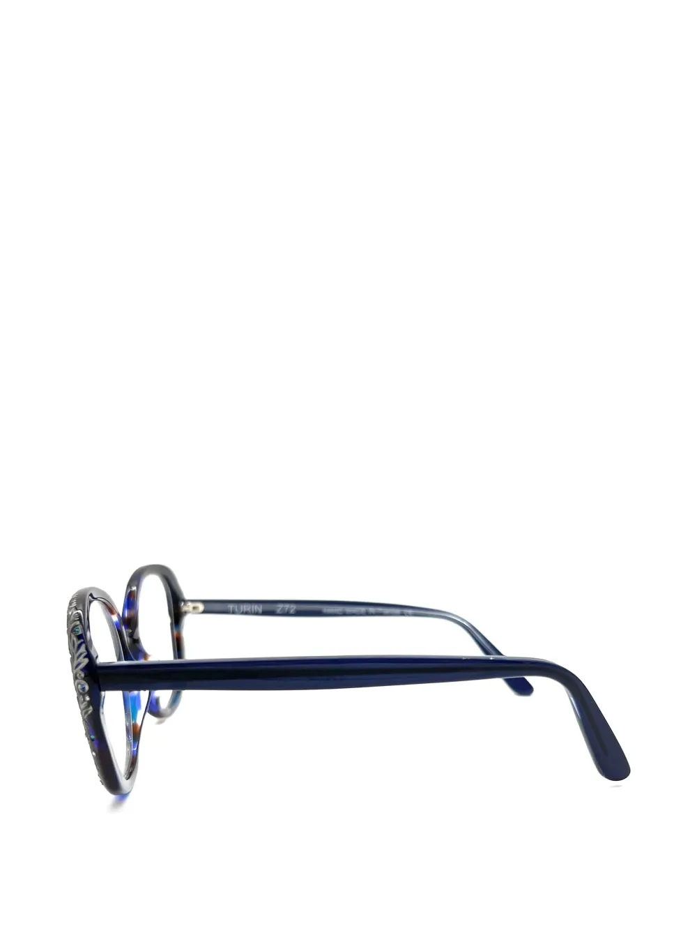  Francis Klein Turin Embellished Round-frame Glasses - Blue 