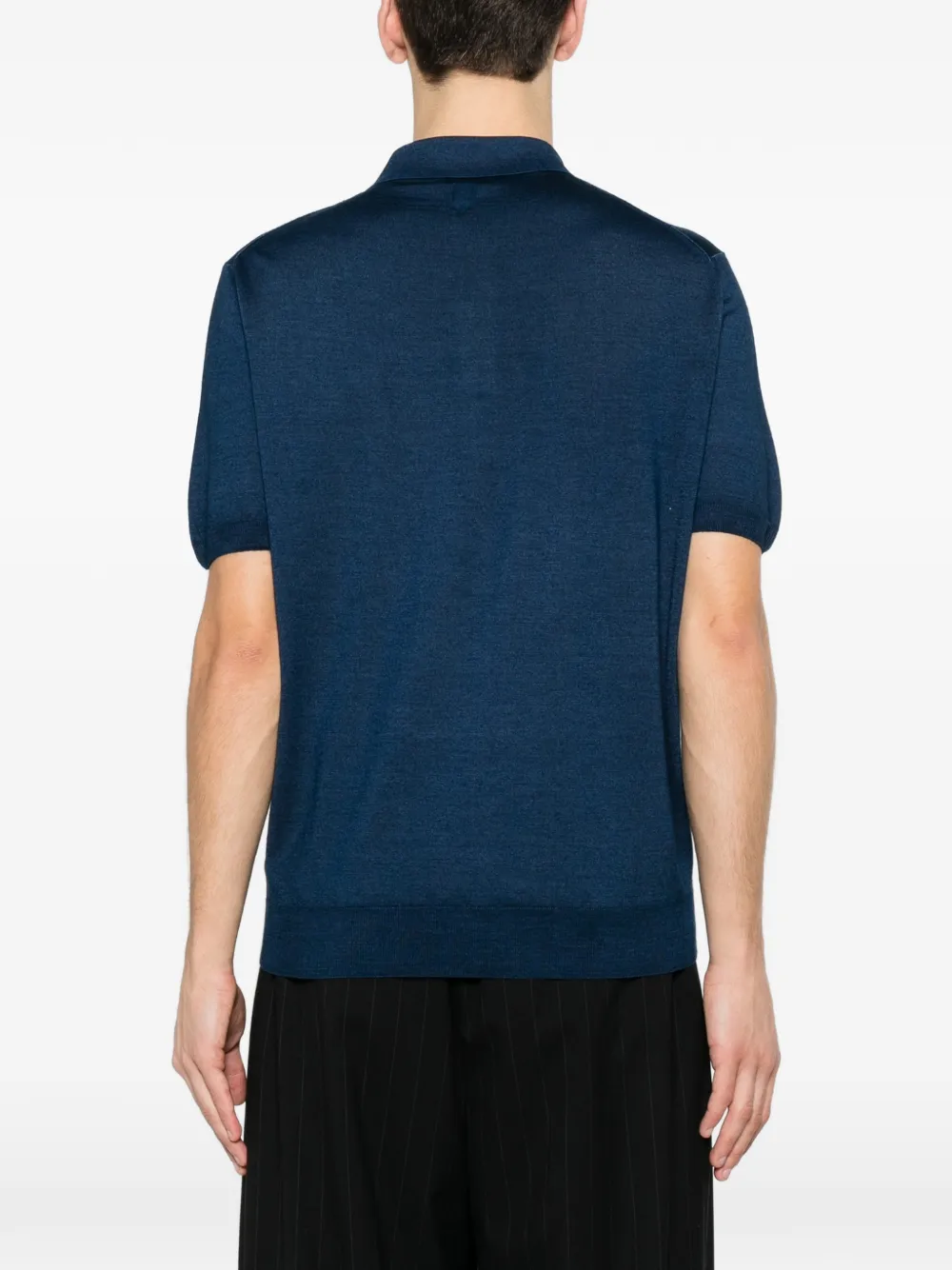 Canali Poloshirt met korte mouwen en knoop Blauw