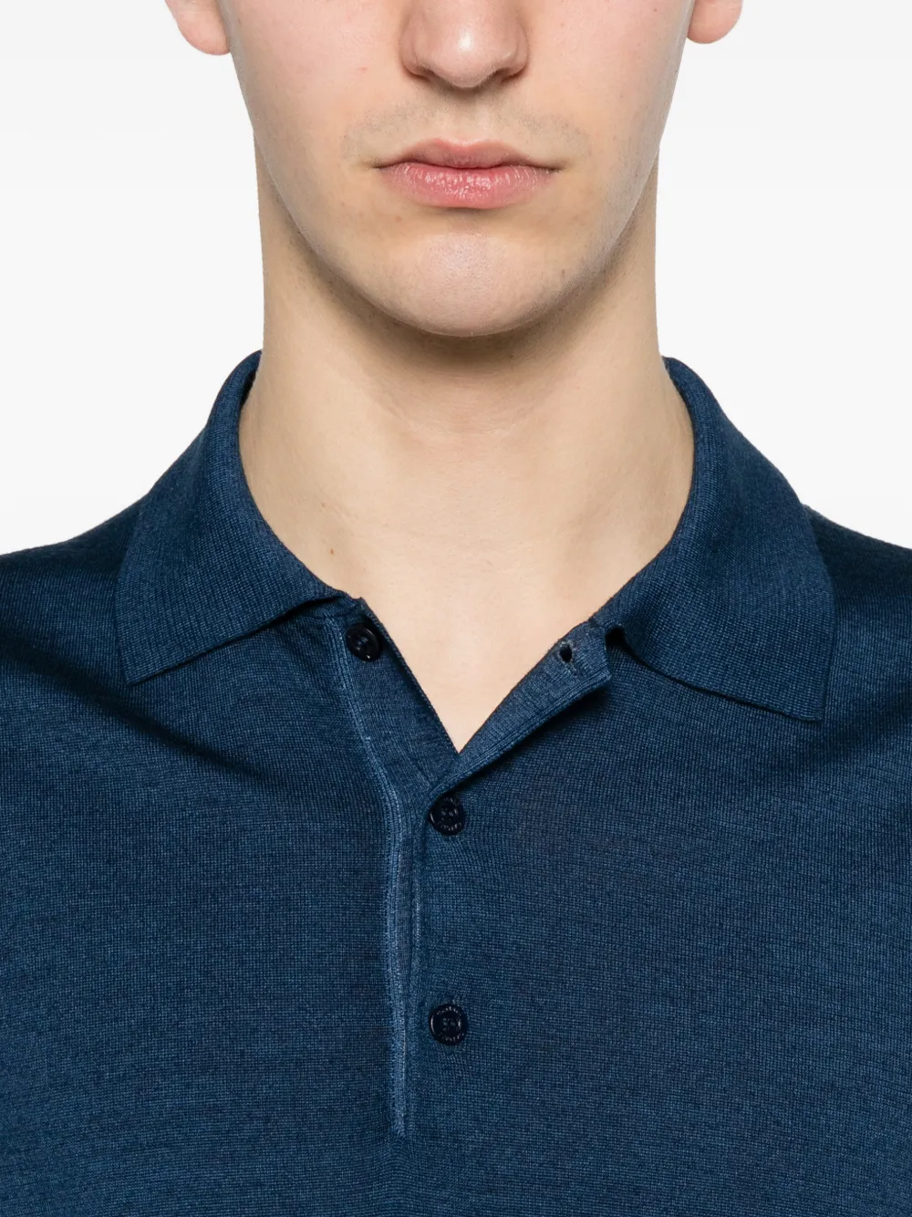Canali Poloshirt met korte mouwen en knoop Blauw