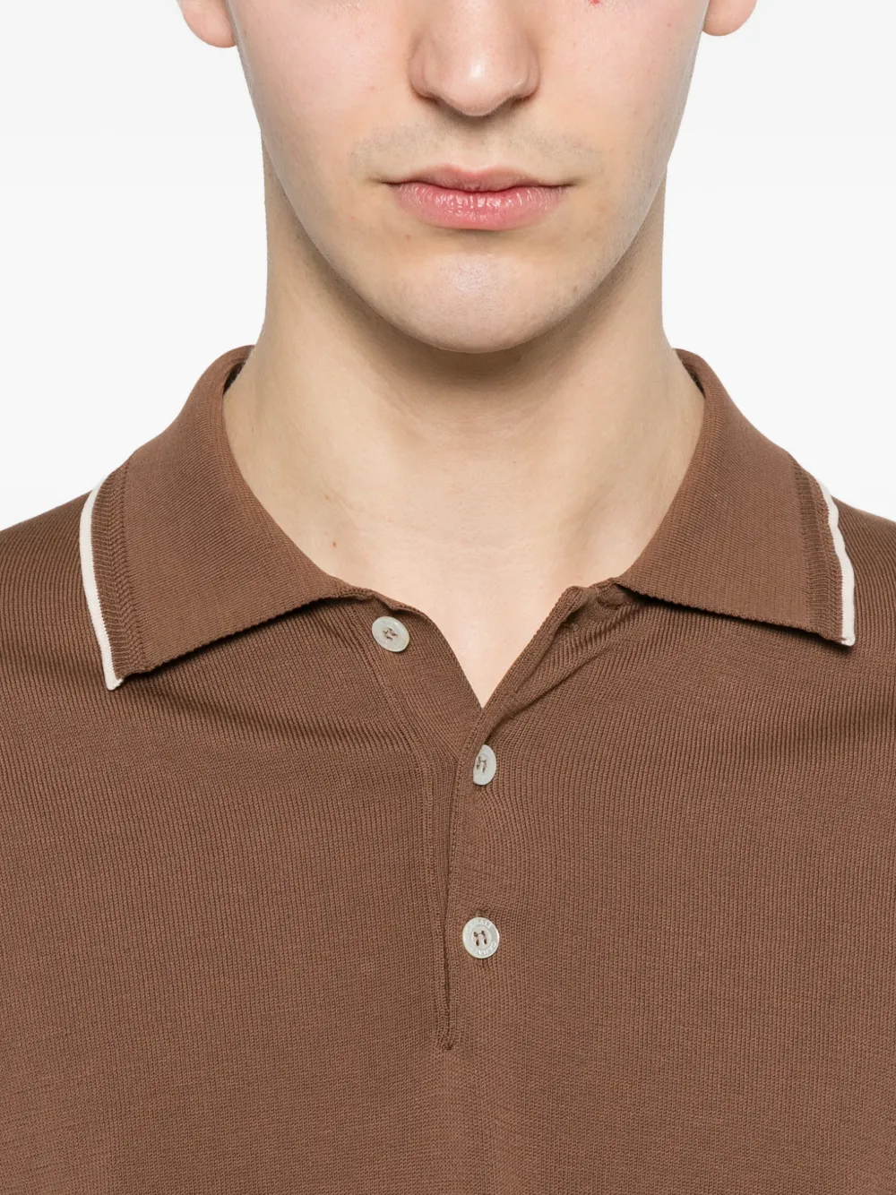 Canali Poloshirt met afwerking Bruin