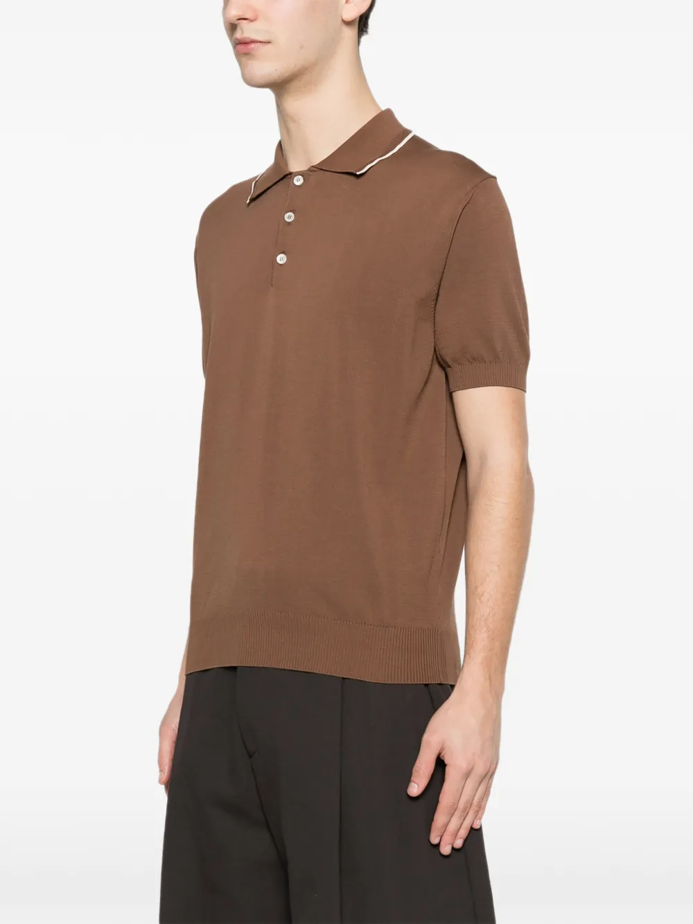 Canali Poloshirt met afwerking Bruin