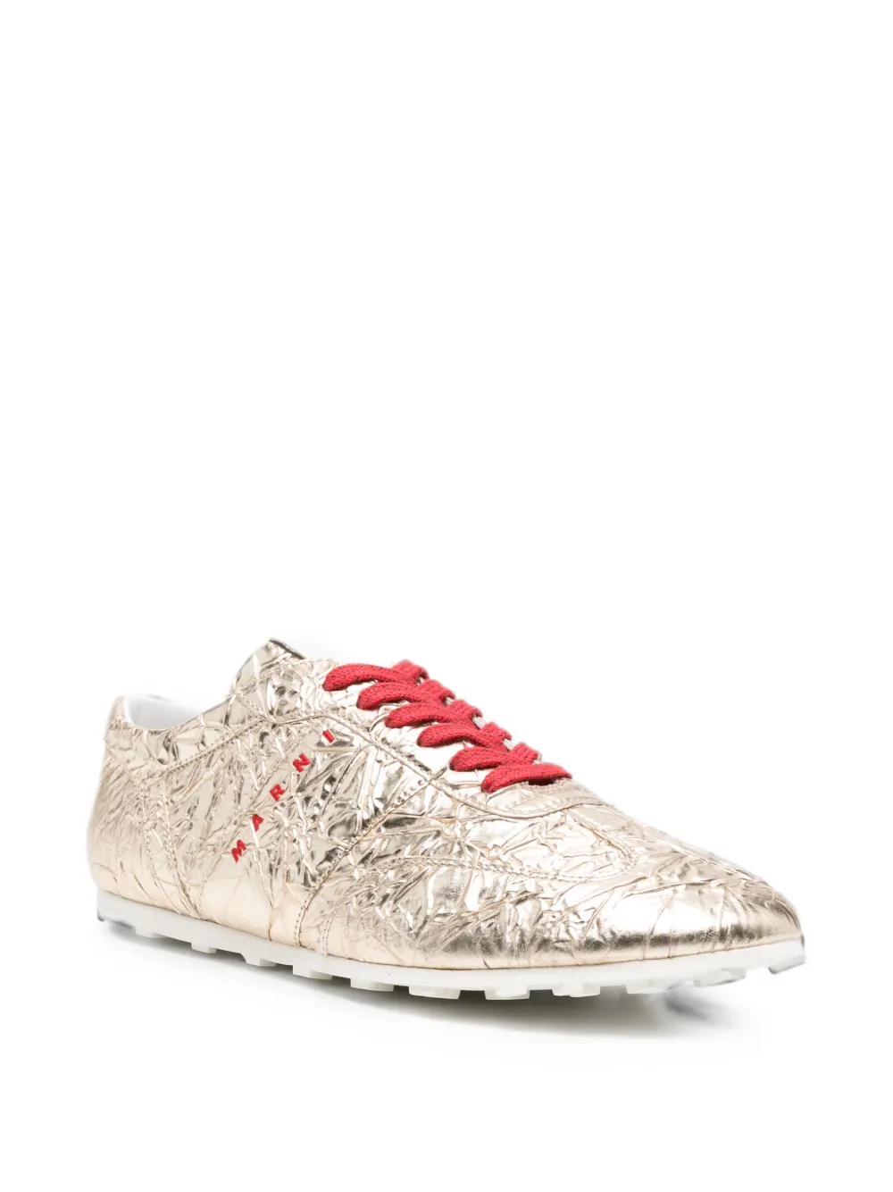 Marni crinkled-finish logo-print sneakers Goud