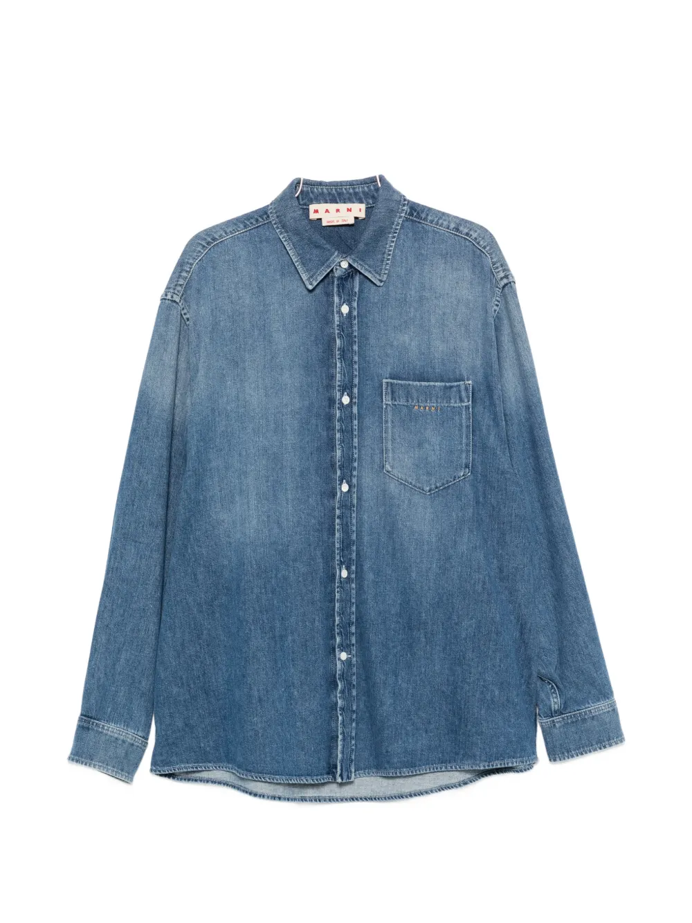 Marni spread-collar chest-pocket shirt - Blu