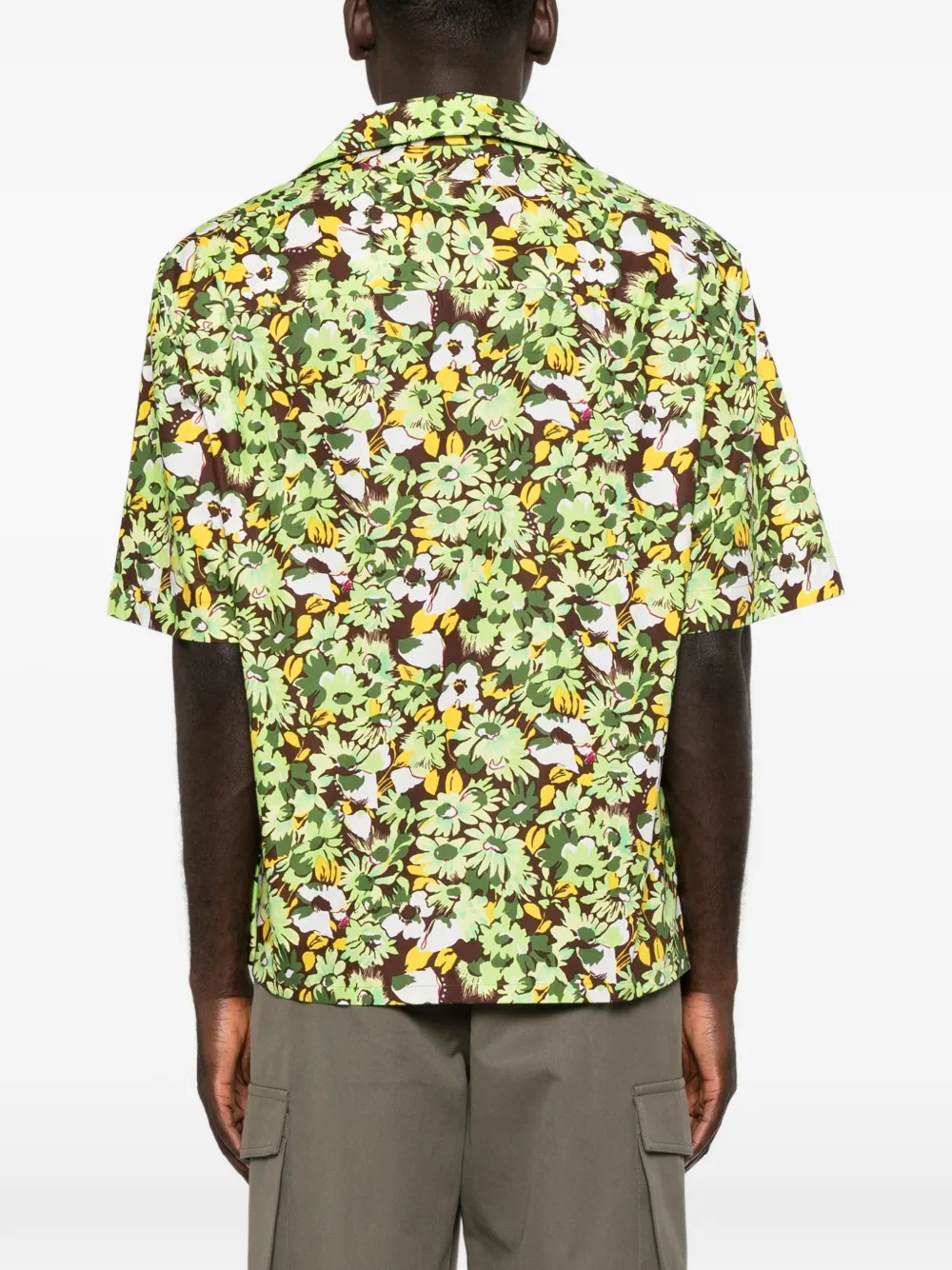 Marni floral-print chest-pocket shirt Groen