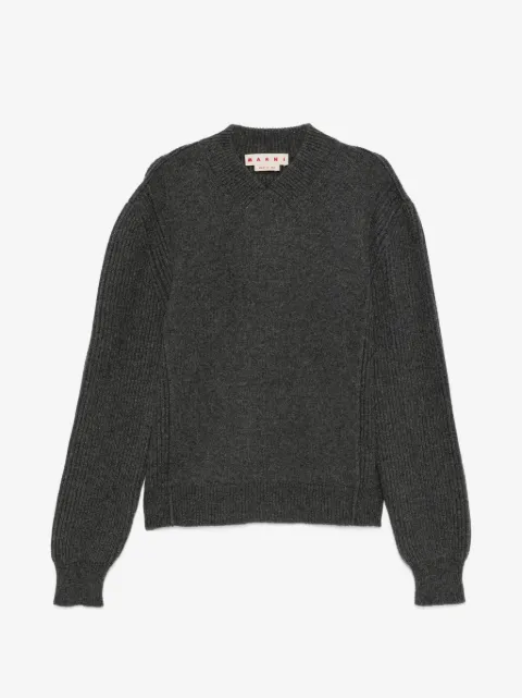 Marni suéter con cuello en V y parche del logo