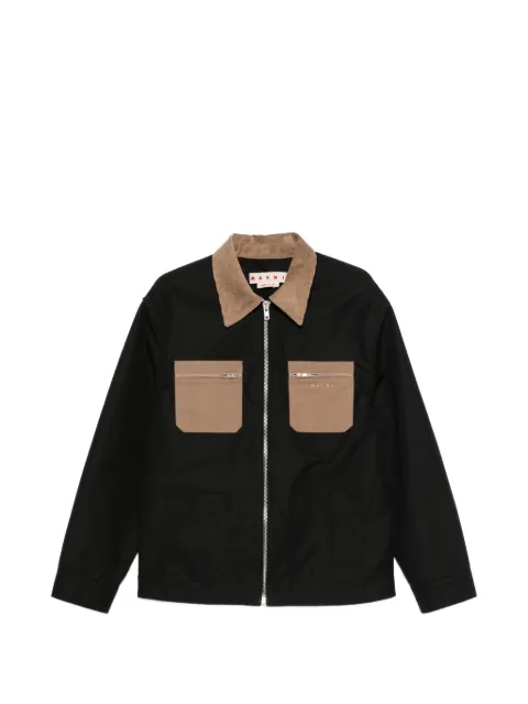 Marni contrast-collar patch-pocket jacket