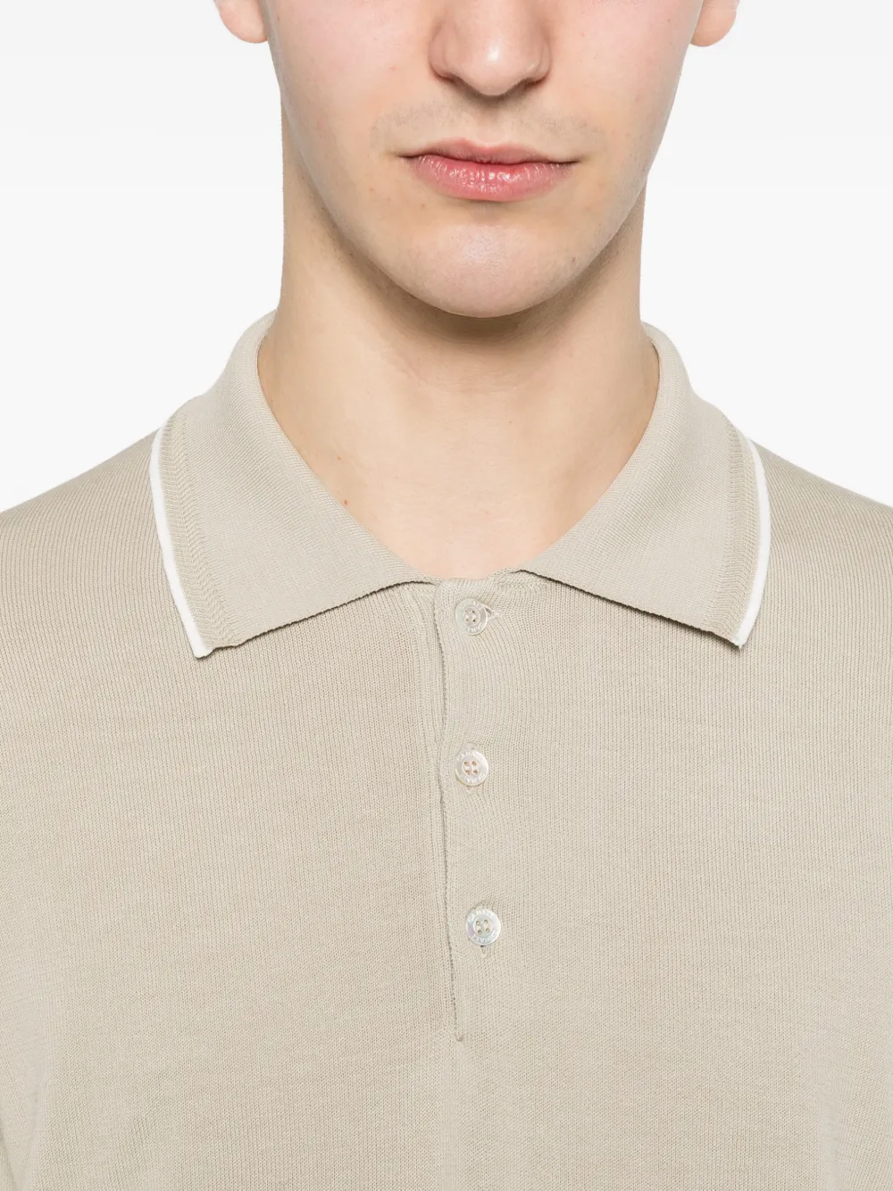 Ribbed Piping Polo Shirt