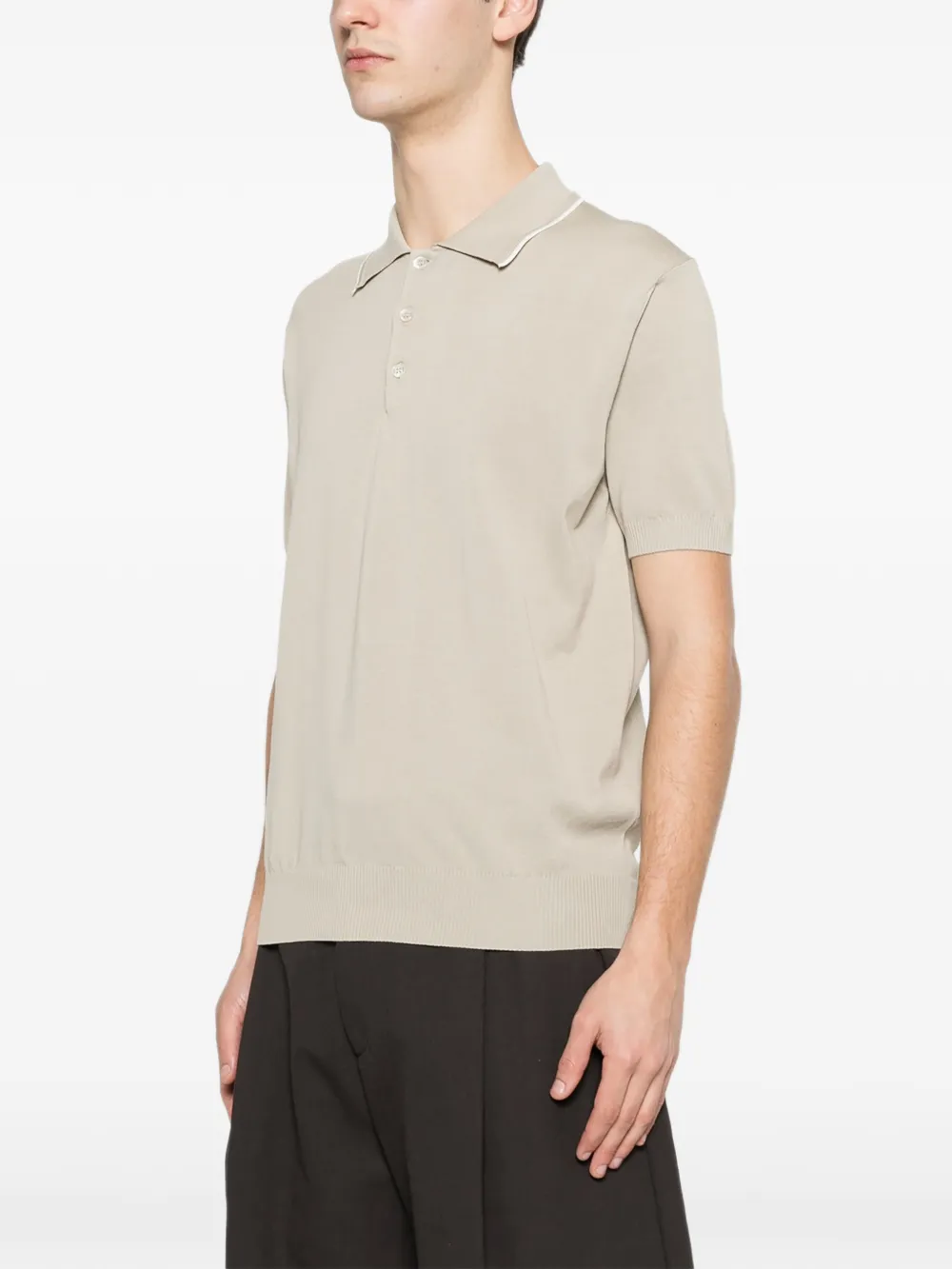Ribbed Piping Polo Shirt