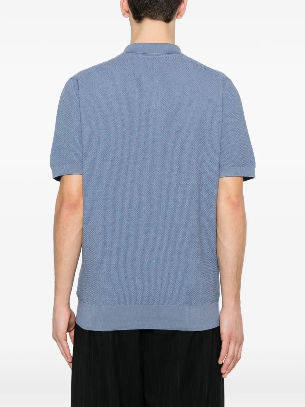Canali Poloshirt met textuur en knopen Blauw
