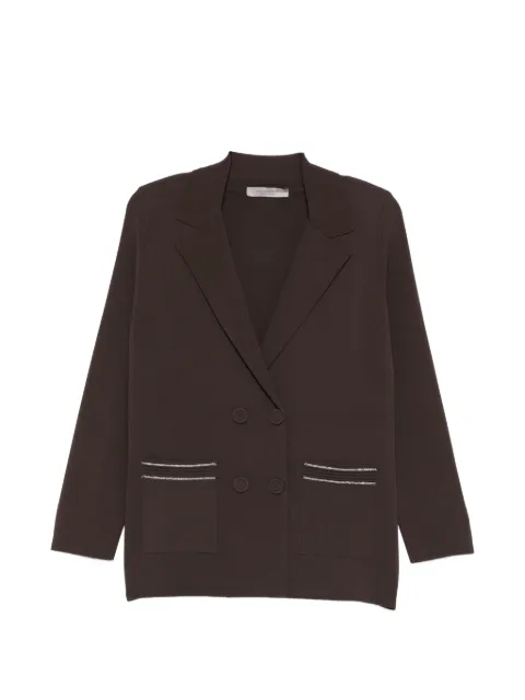 D.Exterior double-breasted embellished blazer