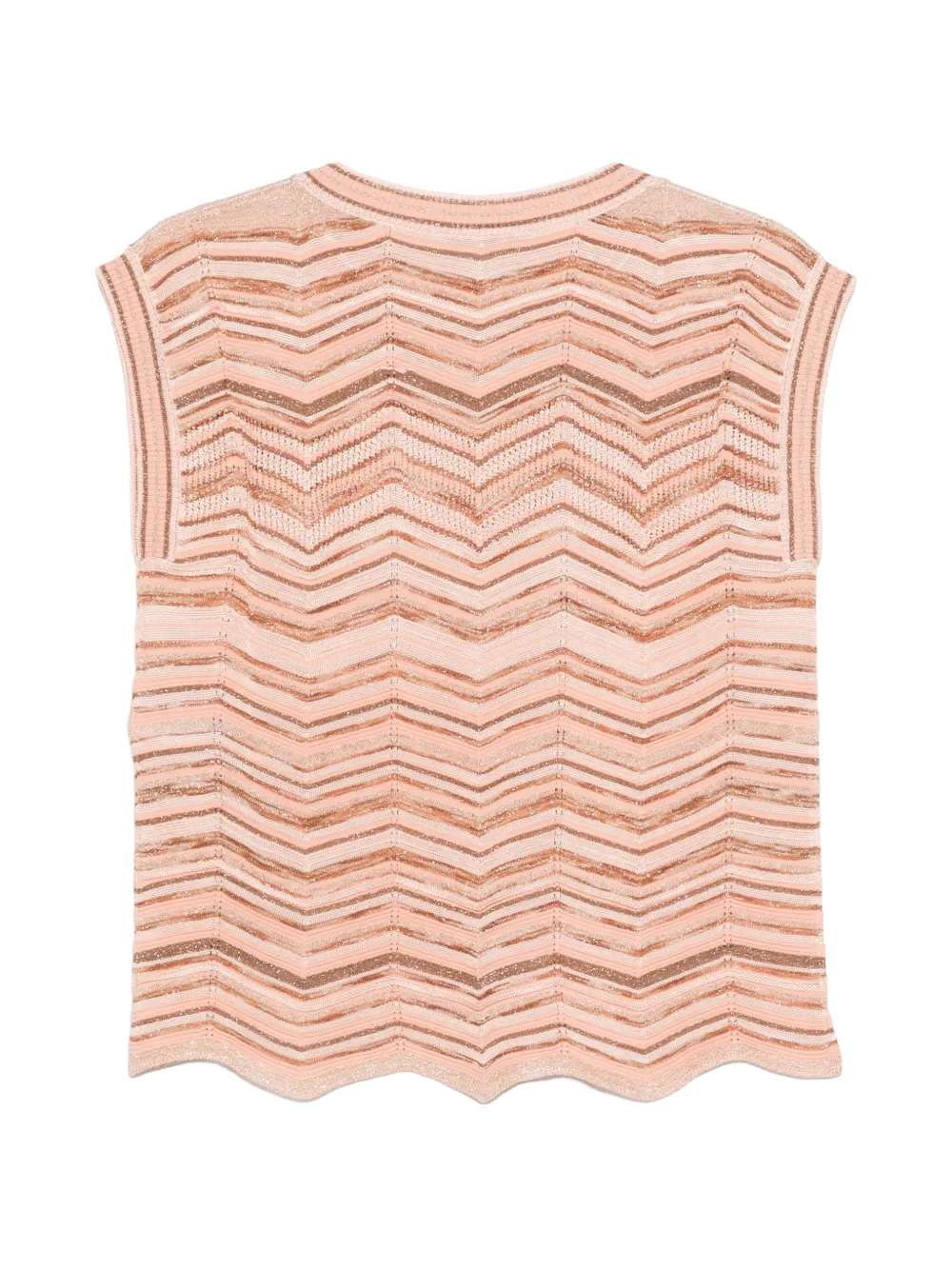  D.exterior Round-neck Zig-zag Top - Pink 