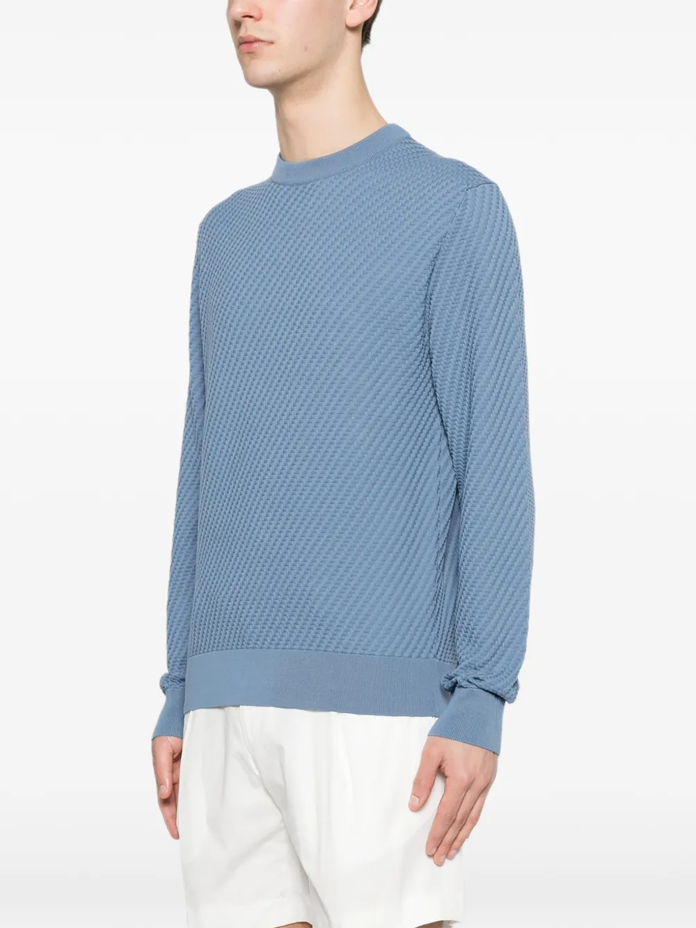  Canali Pull à Design Texturé - Bleu 