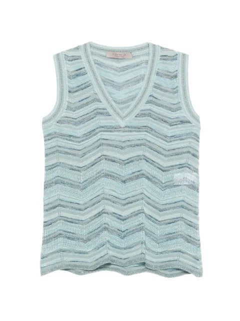 D.Exterior V-neck zig-zag top