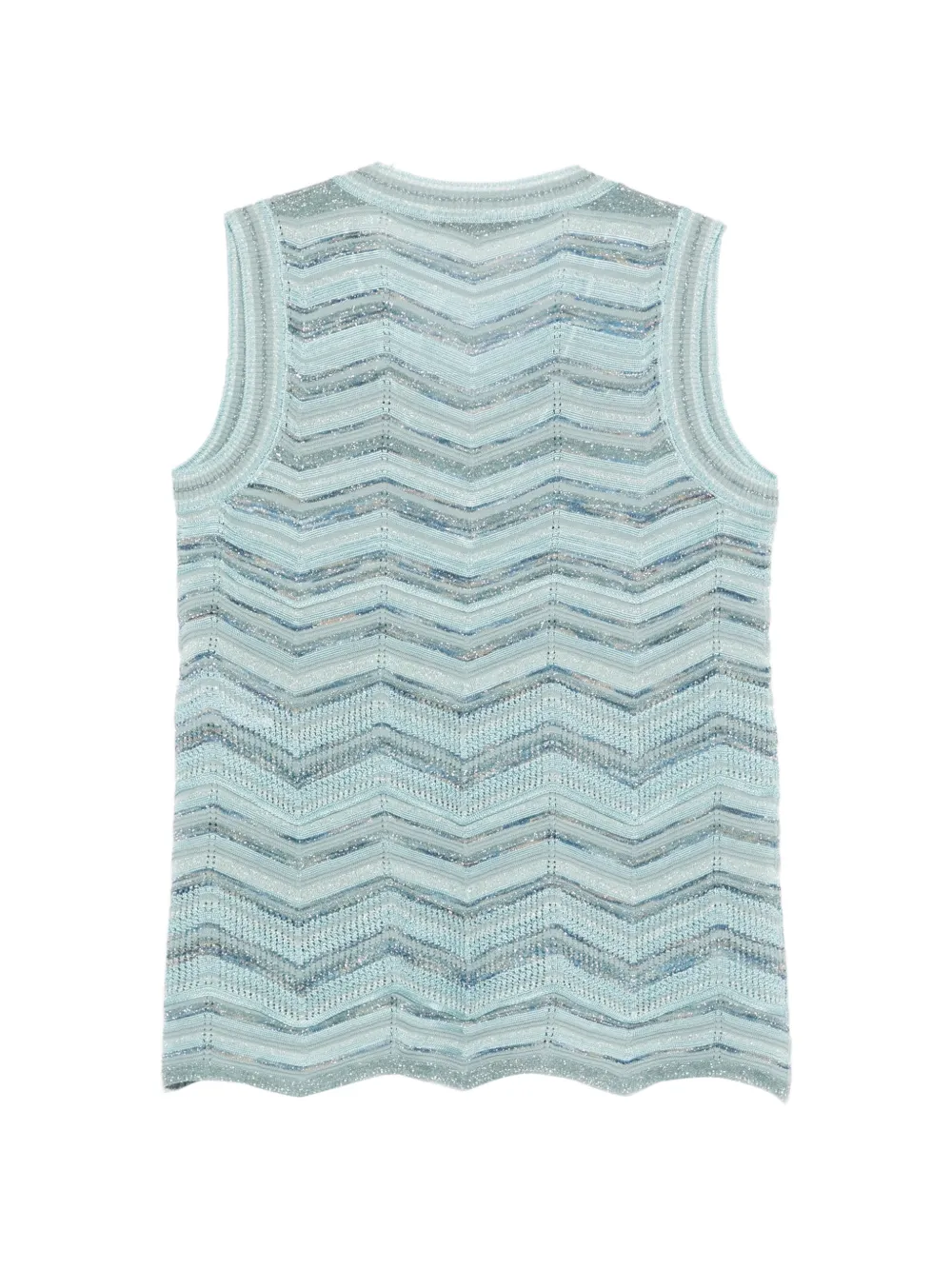  D.exterior V-neck Zig-zag Top - Blue 