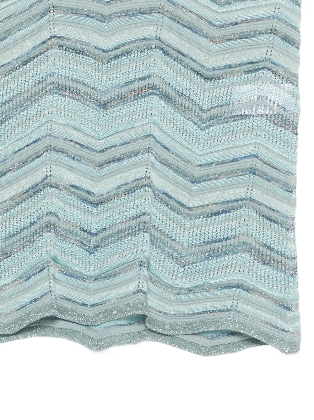  D.exterior V-neck Zig-zag Top - Blue 