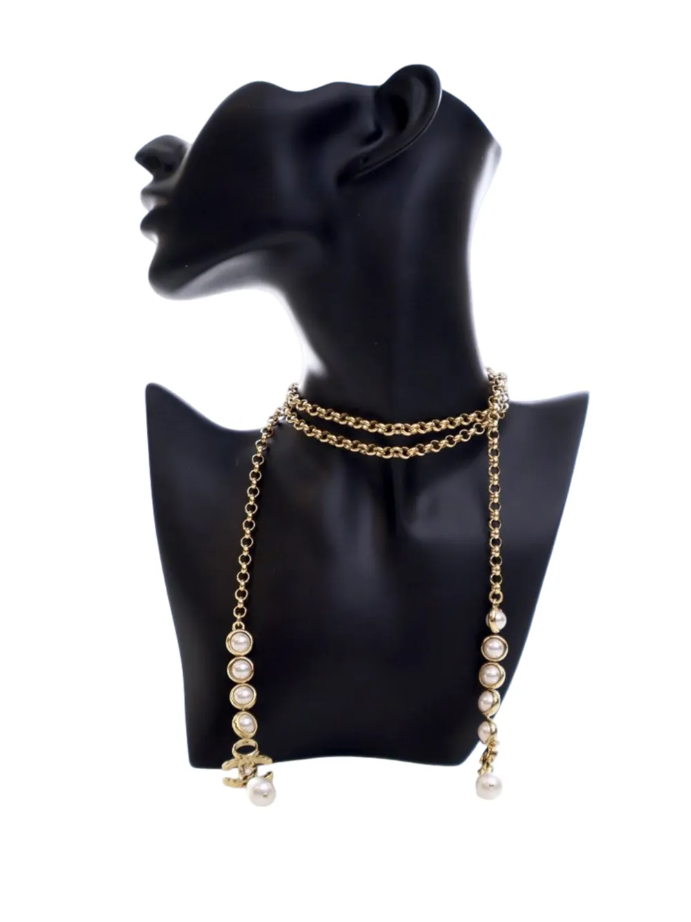 CHANEL Pre-Owned 2024 CC Gold Plated Faux Pearl Wrap Around Necklace costume necklace - Bianco