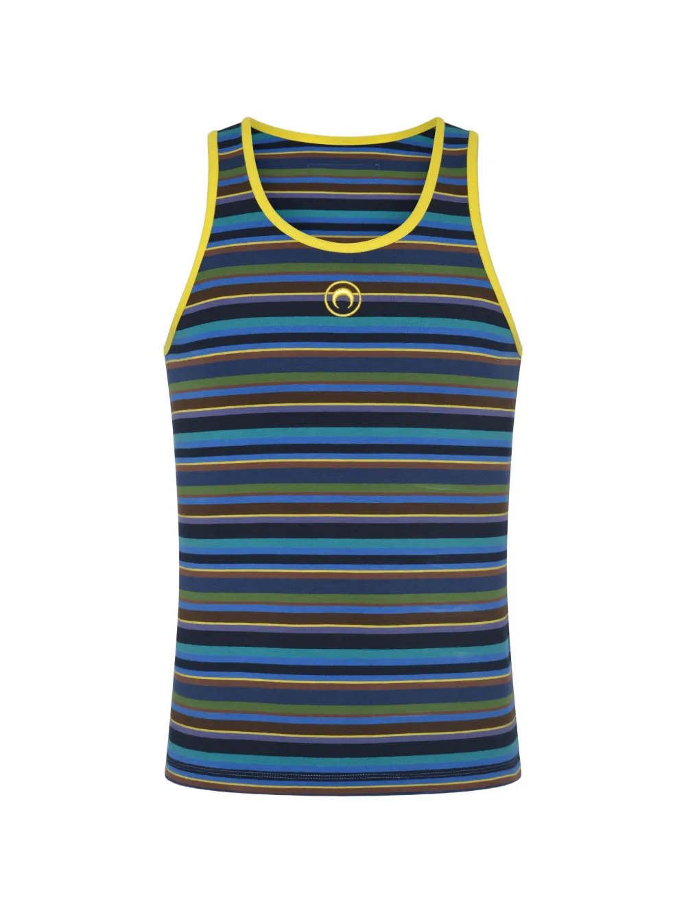 Marine Serre Deadstock moon-logo striped cotton tank top - Blu