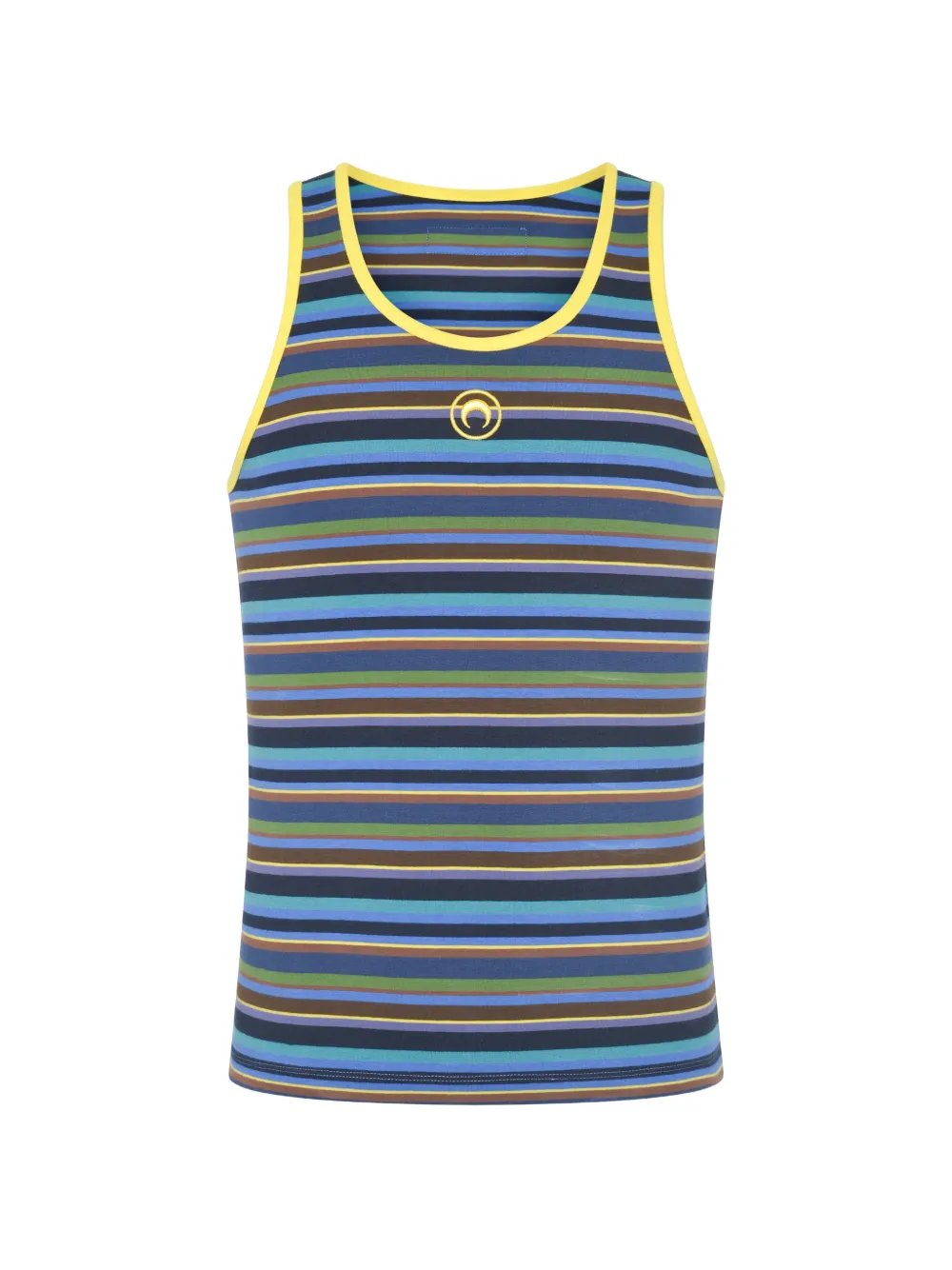 Marine Serre Deadstock moon-logo striped cotton tank top - Blu
