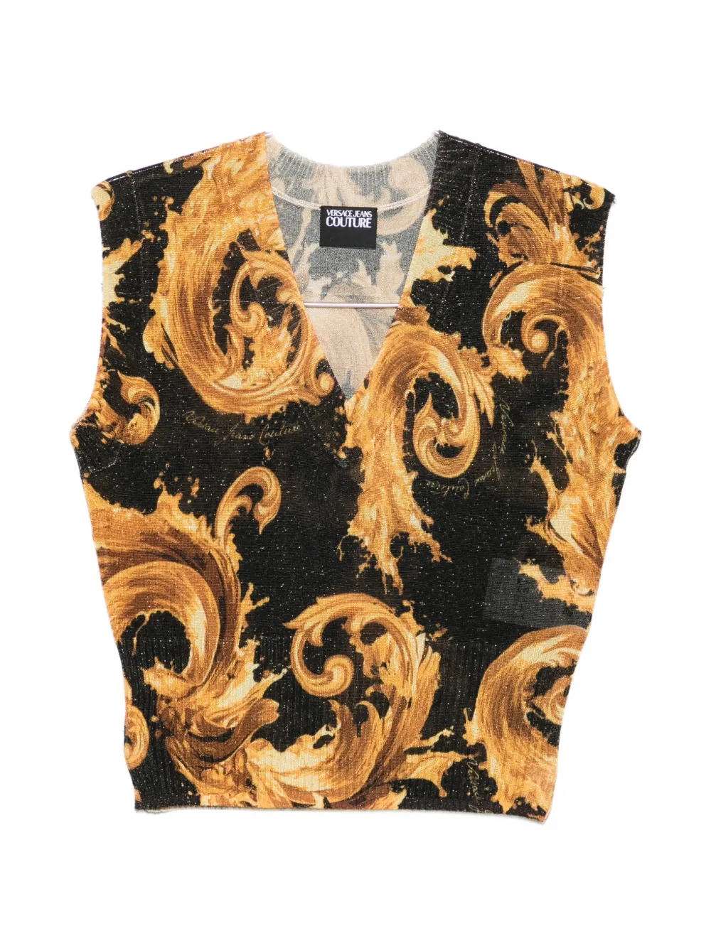 Versace Jeans Couture V-neck baroque-print vest - Gold