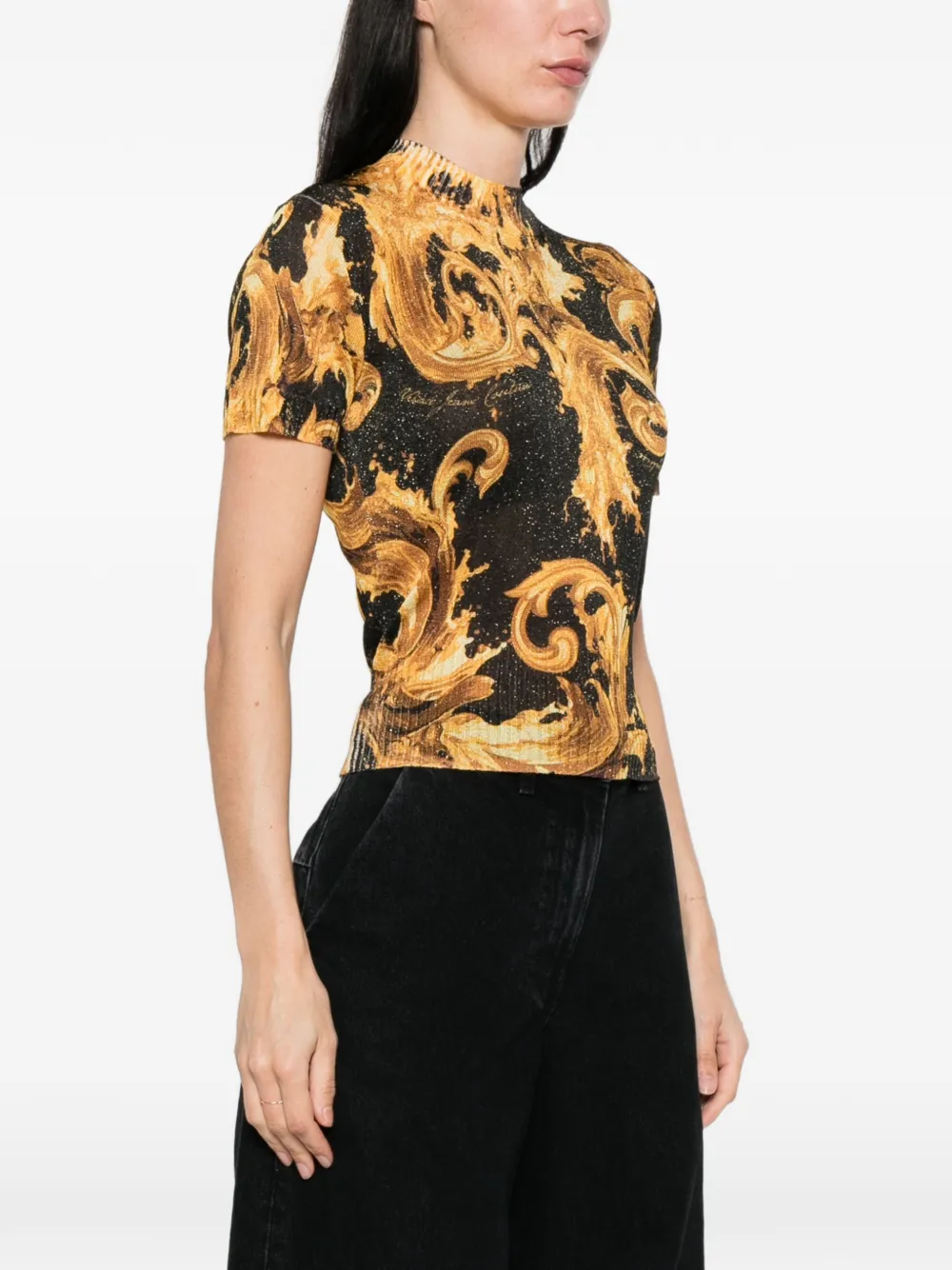 Versace Jeans Couture T-shirt met barokprint Zwart