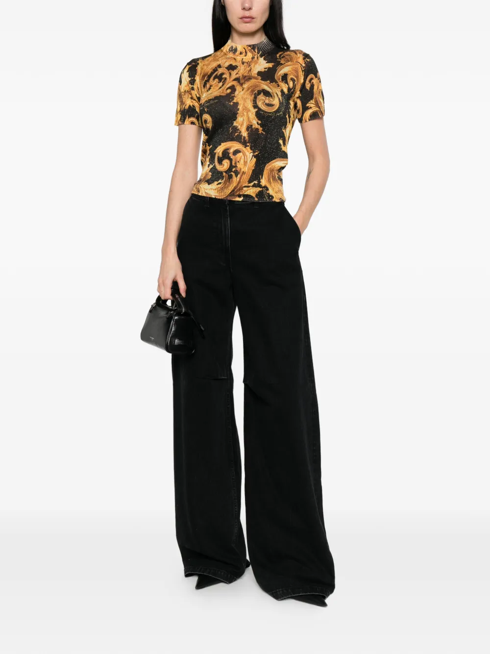 Versace Jeans Couture T-shirt met barokprint Zwart