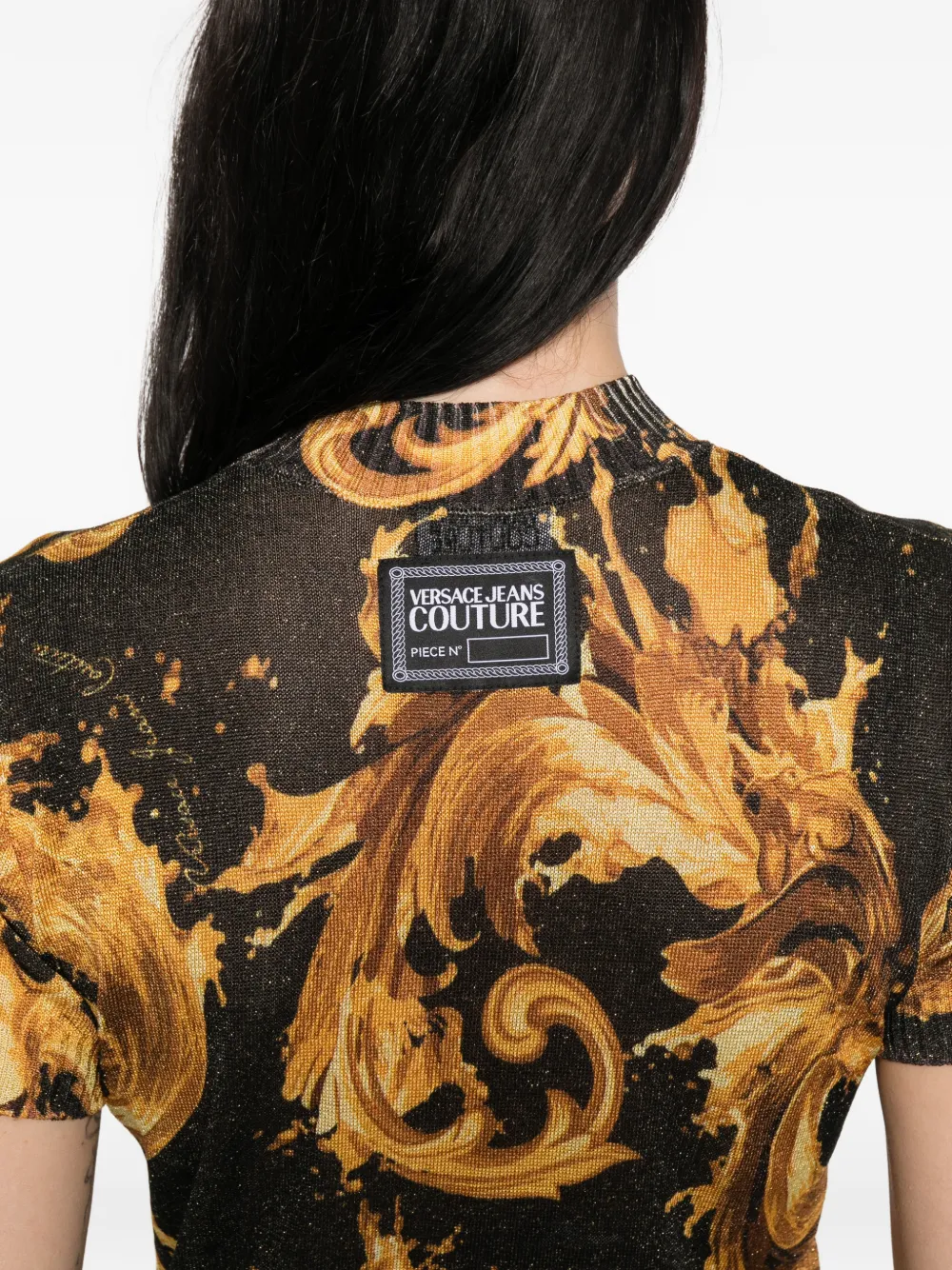Versace Jeans Couture T-shirt met barokprint Zwart