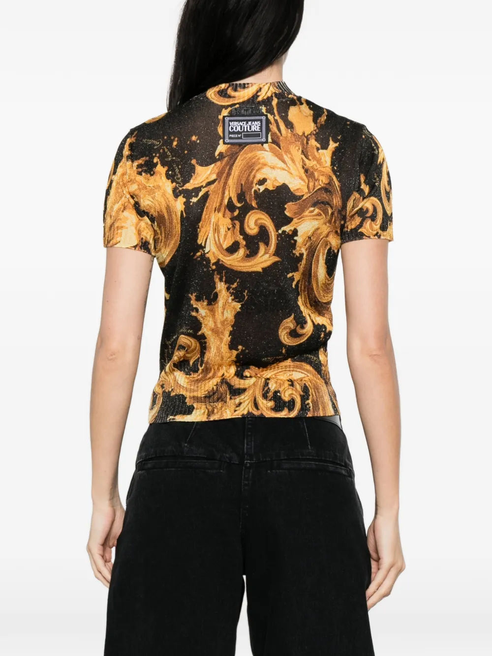 Versace Jeans Couture T-shirt met barokprint Zwart