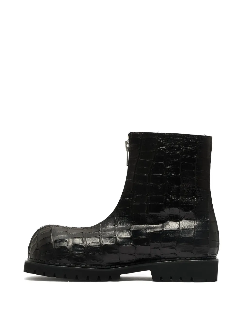  No Idea Zip Crocodile Boots - Black 