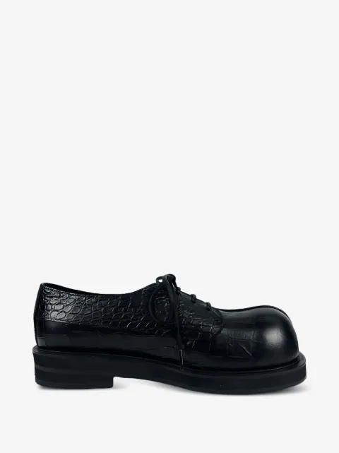 NO IDEA crocodile texture lace-up loafers