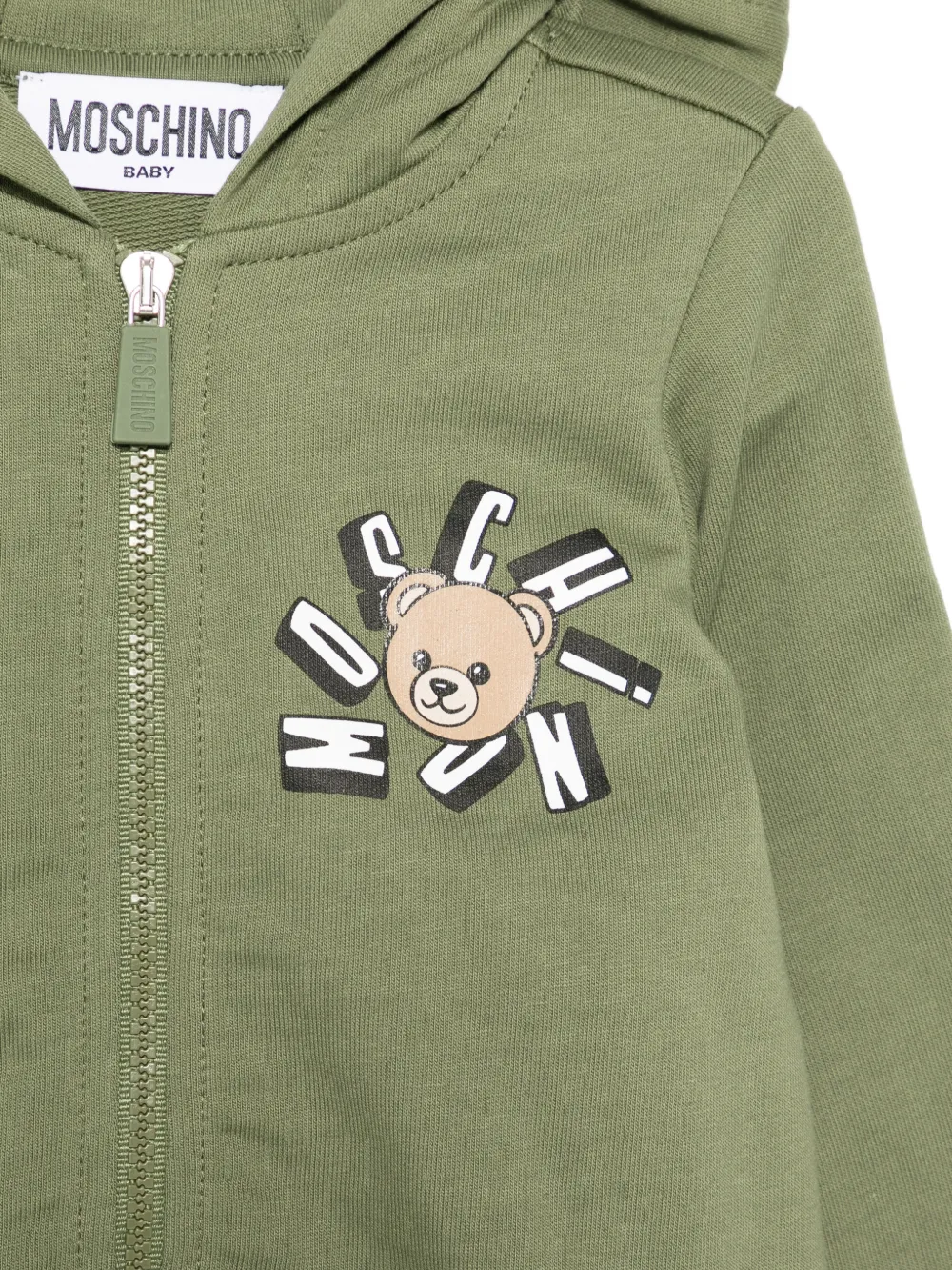Moschino Kids Trainingspak met capuchon en applicatie Groen