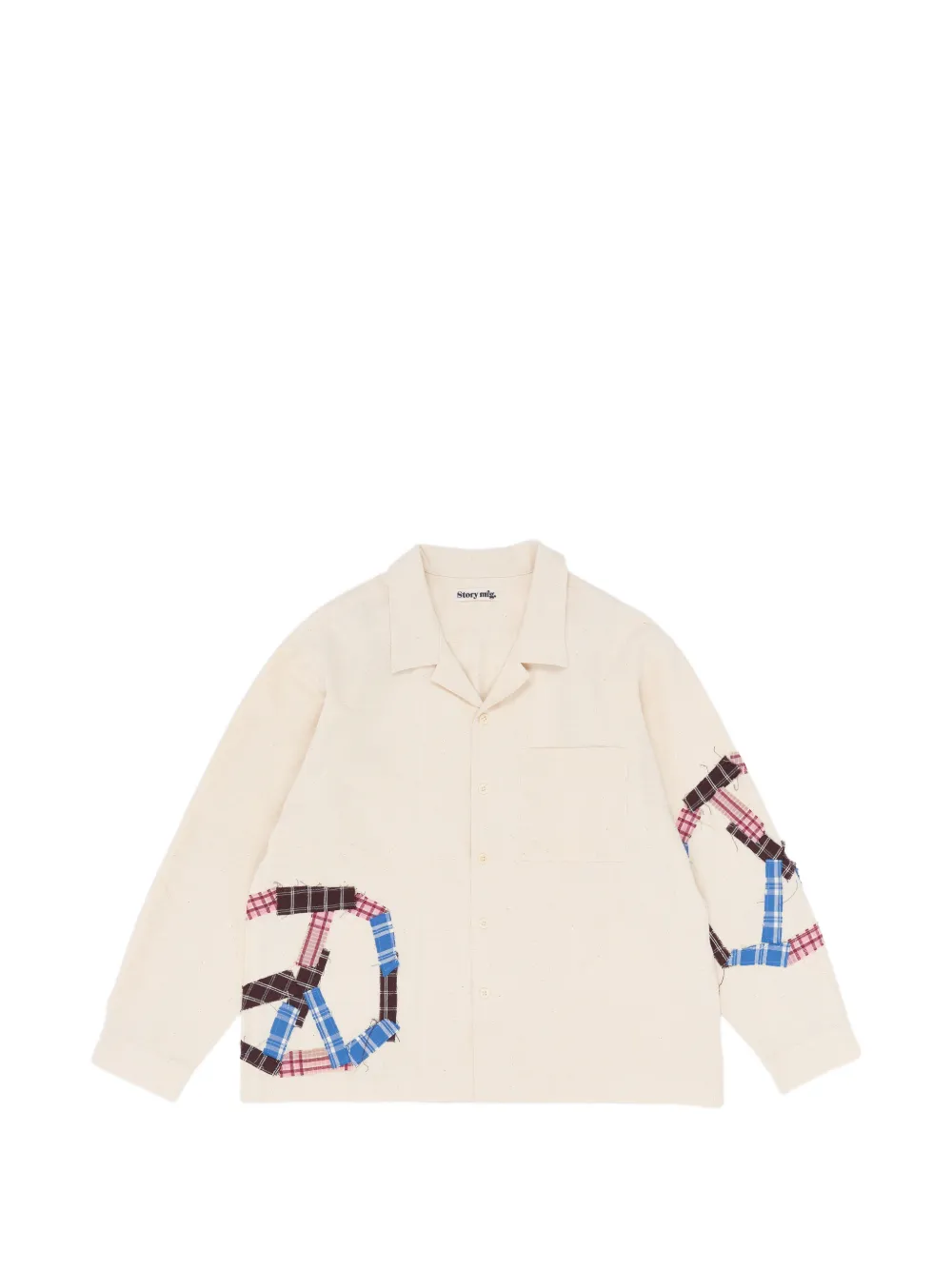 STORY mfg. Greetings patchwork long-sleeve shirt - Bianco