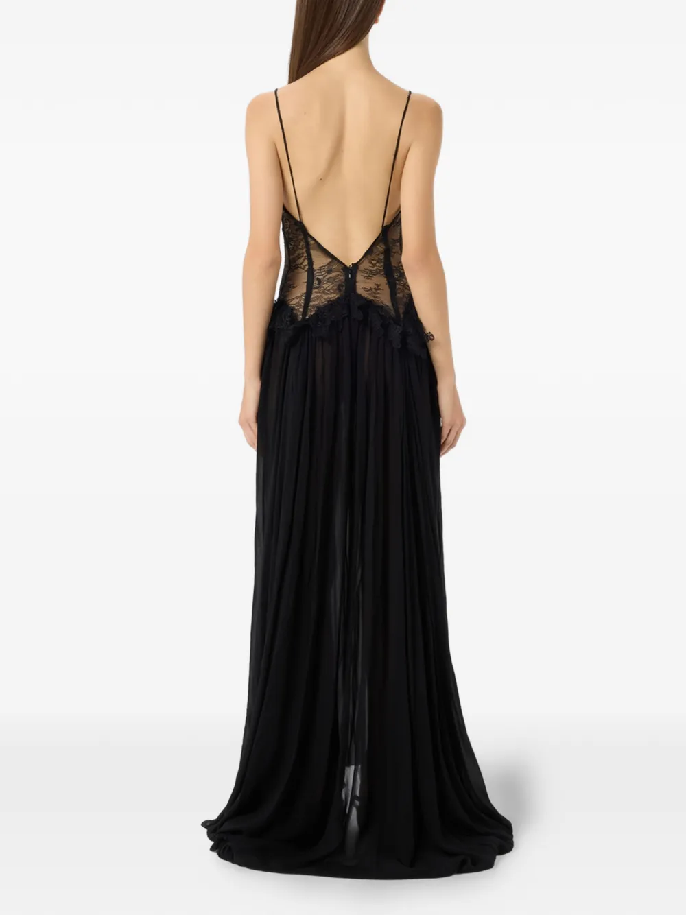 Blumarine Maxi-jurk met kanten detail Zwart