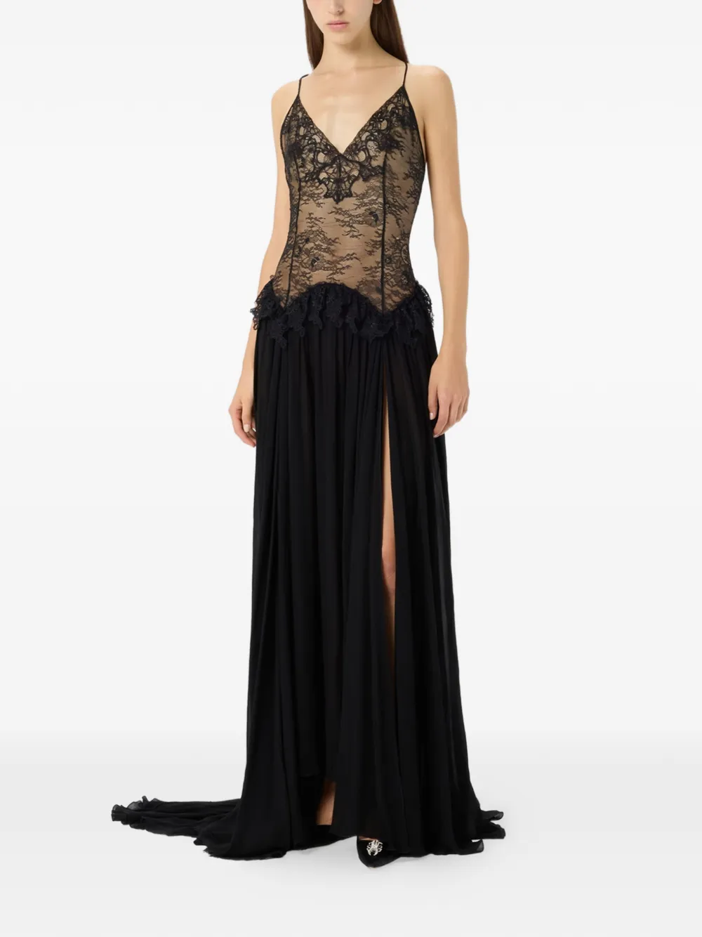 Blumarine Maxi-jurk met kanten detail Zwart