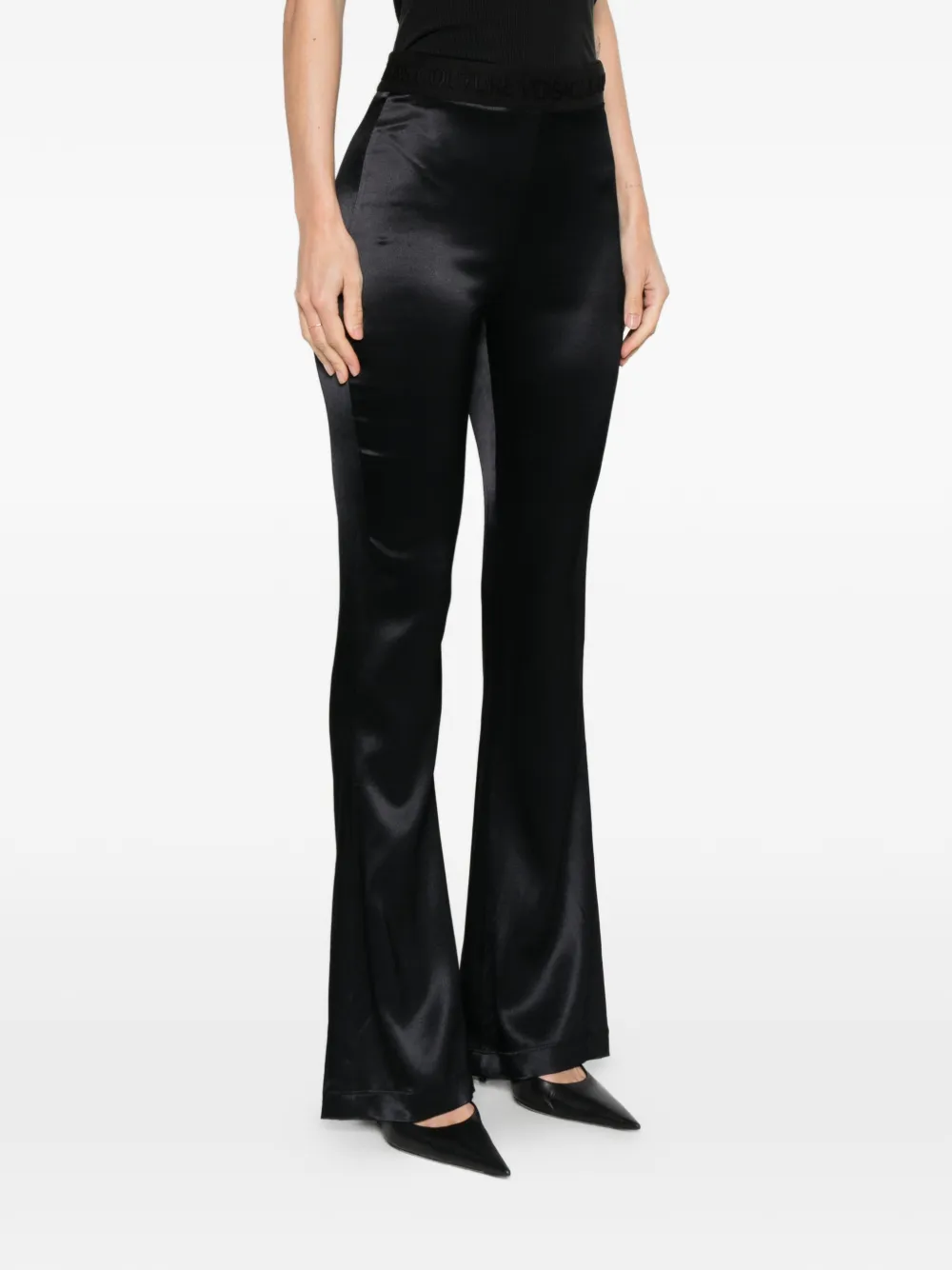 Versace Jeans Couture Broek met logoband Zwart