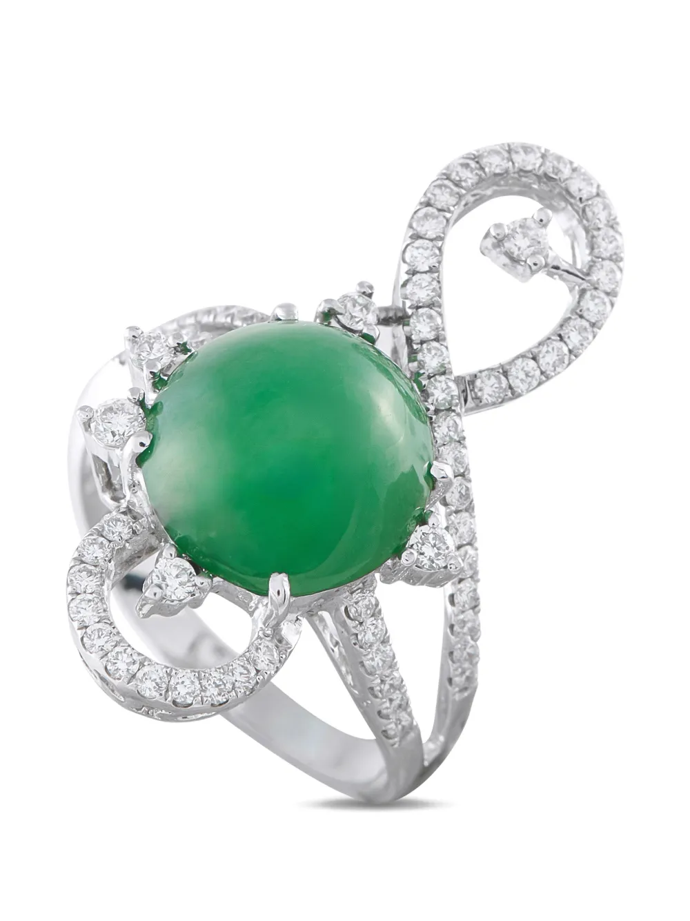 LB Exclusive diamond and jade curved-design ring - Argento