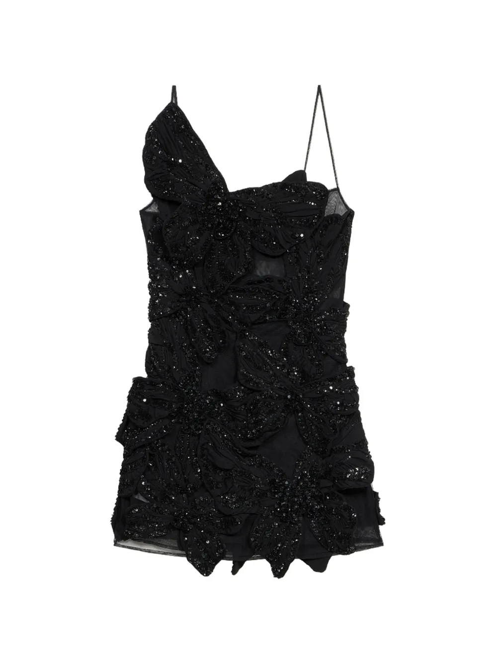 Blumarine Abito corto con ricamo farfalle - Nero