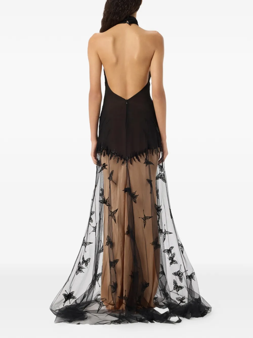 Blumarine Tulen maxi-jurk Zwart