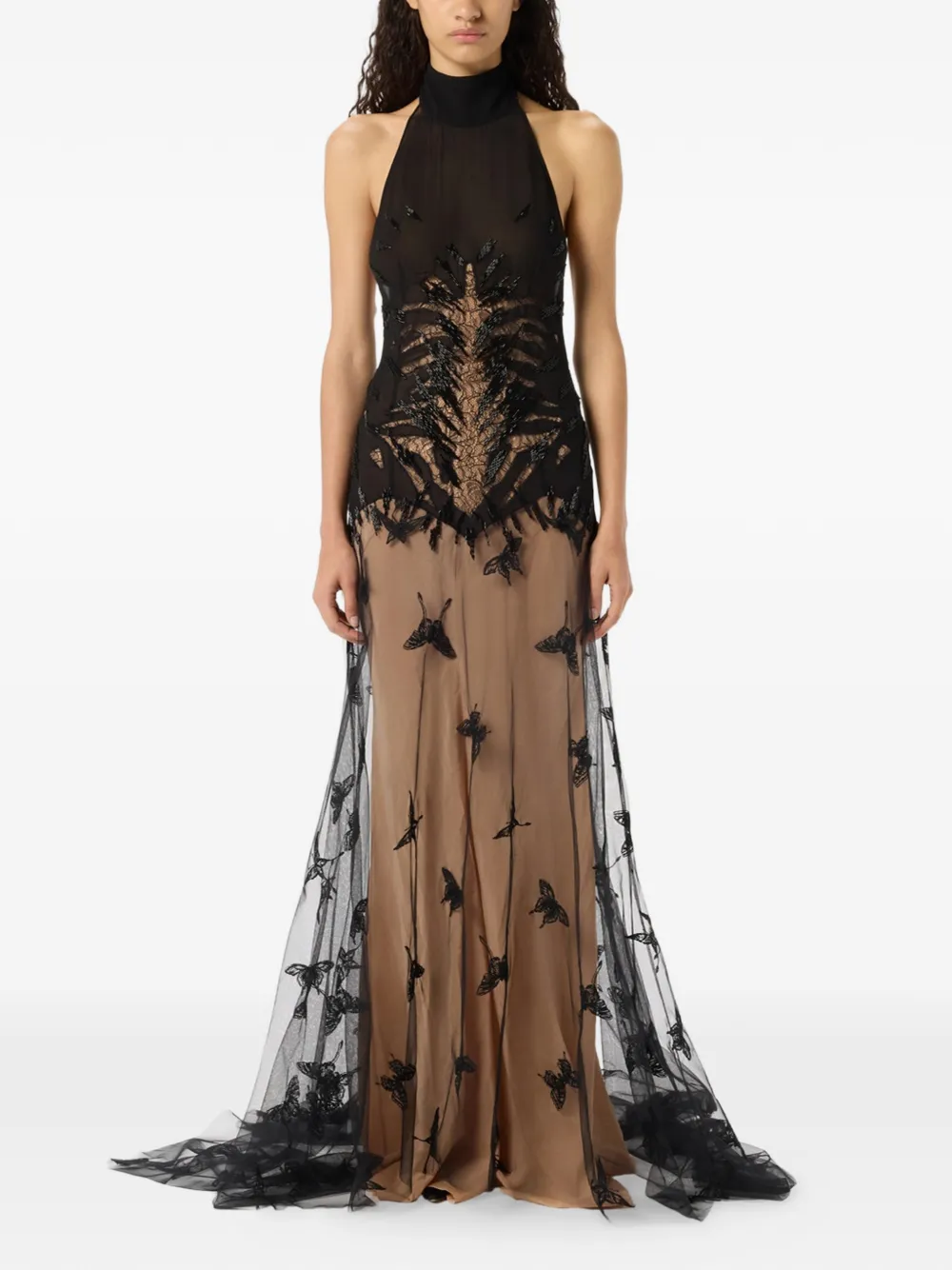Blumarine Tulen maxi-jurk Zwart